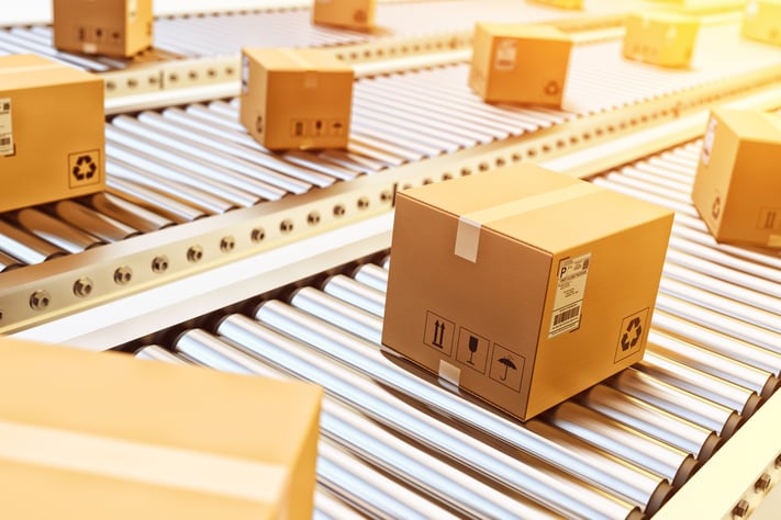 Boxes on a conveyor belt